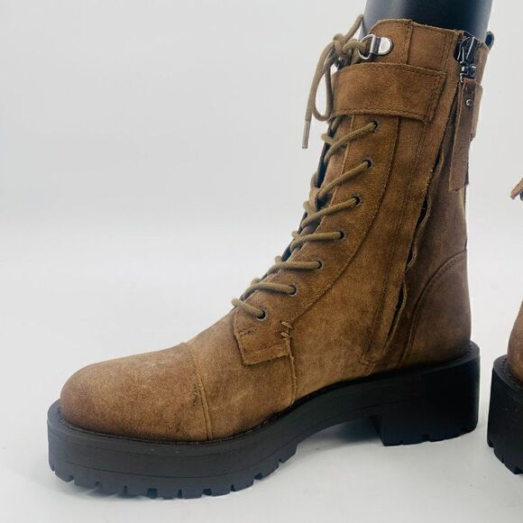 Sam Edelman Size 5.5 Tan Suede Junip Lace Up Combat Mid Calf Boot - Picture 5 of 11
